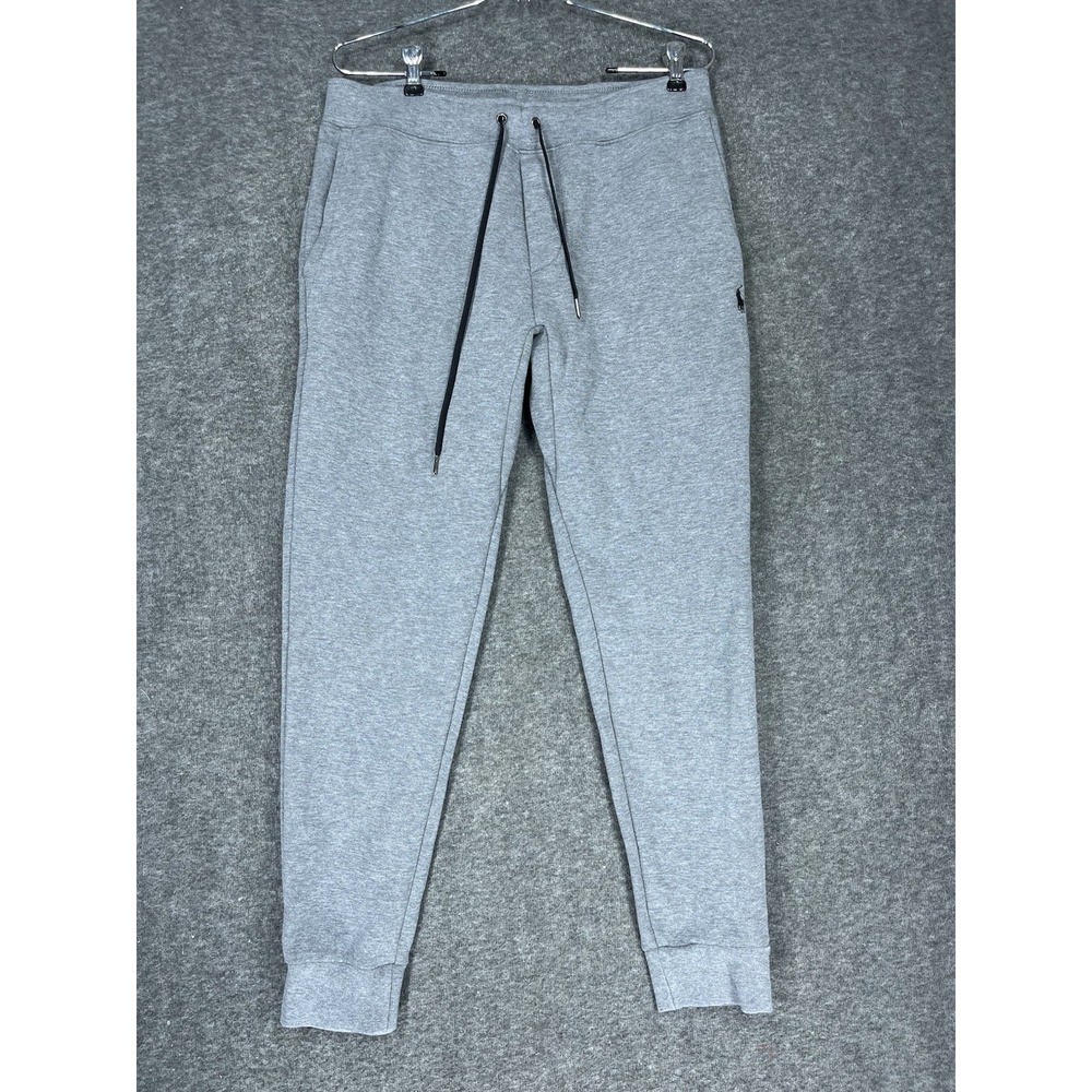 Polo Ralph Lauren Double Knit Joggers Mens M Gray Drawstring Preppy  29" inseam